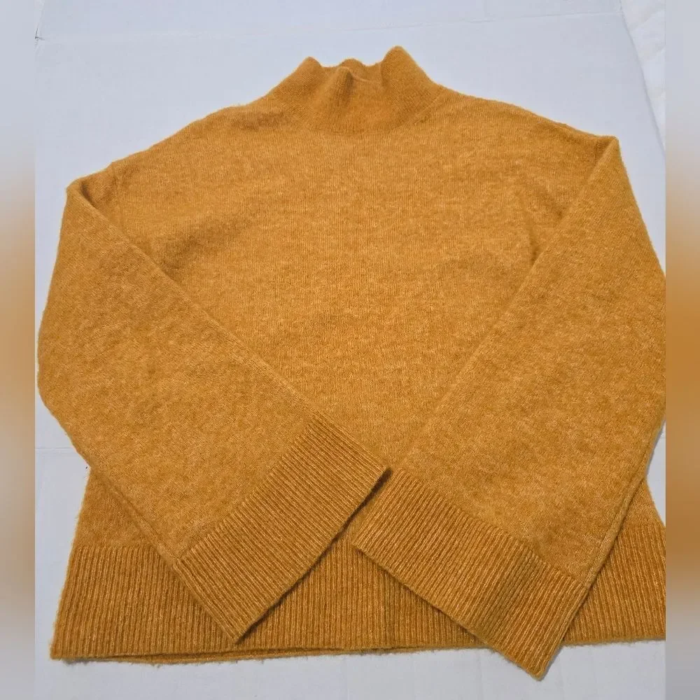 & Other Stories Mock Neck Bell Sleeves Sweater In Mustard Yellow Size XS_3